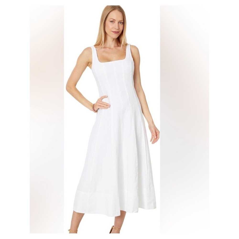 Lilly Pulitzer 🔥☀️ Calina White Linen Sleeveless Midi Dress